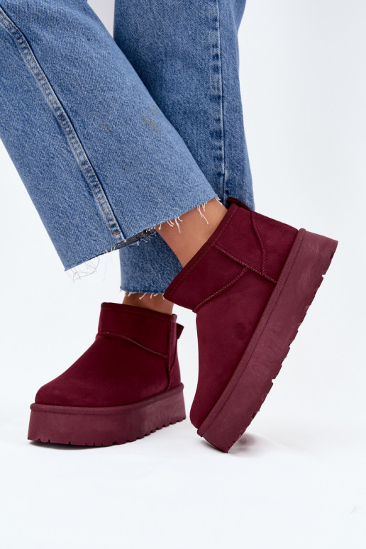 Bordeaux faux suede sneeuwlaarzen op platform Corcoran