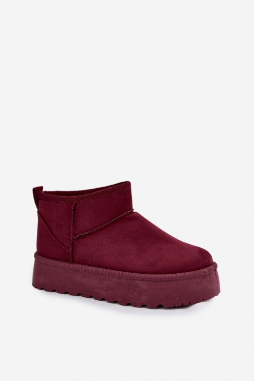 Bordeauxfarbene Kunstveloursleder Schneestiefel auf Plattform Corcoran