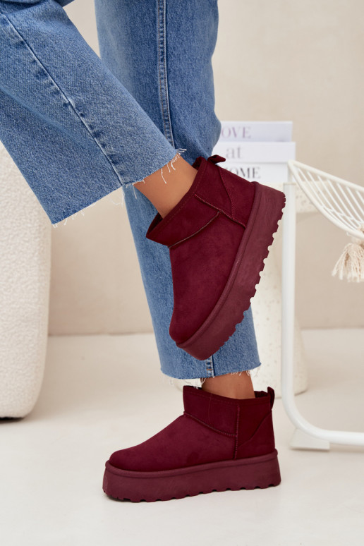Bordeaux faux suede sneeuwlaarzen op platform Corcoran