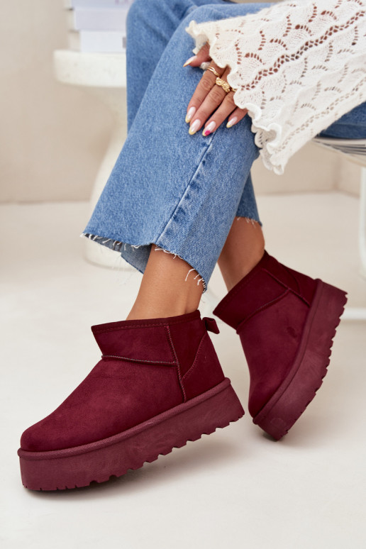 Bordeaux faux suede sneeuwlaarzen op platform Corcoran