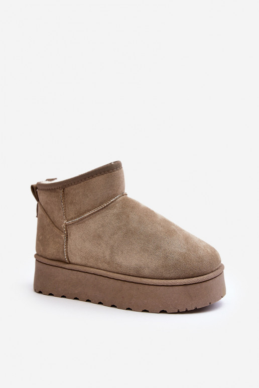 Grüne Damen-Schneestiefel auf einer Plattform mit Isolierung und Fell innen Xamella
