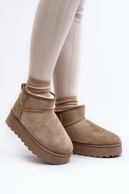 Bottes de neige vertes pour femmes sur une plateforme avec isolation et fourrure à l'intérieur Xamella