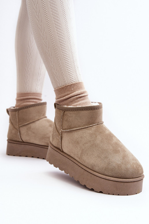 Bottes de neige vertes pour femmes sur une plateforme avec isolation et fourrure à l'intérieur Xamella