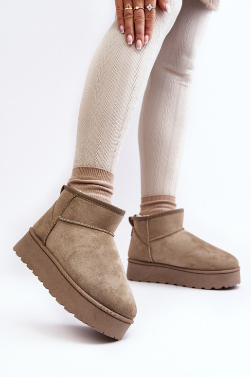 Grüne Damen-Schneestiefel auf einer Plattform mit Isolierung und Fell innen Xamella