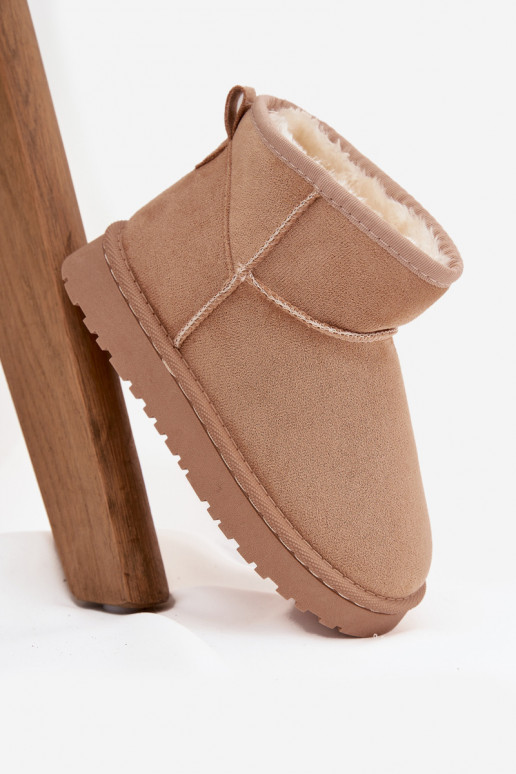 Sandfarbene Kinder-Schneestiefel mit Isolierung und Fell innen Mireya
