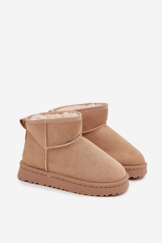 Sandfarbene Kinder-Schneestiefel mit Isolierung und Fell innen Mireya