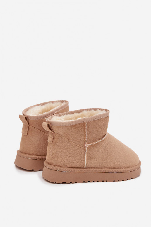 Sandfarbene Kinder-Schneestiefel mit Isolierung und Fell innen Mireya