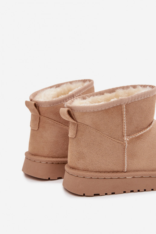 Sandfarbene Kinder-Schneestiefel mit Isolierung und Fell innen Mireya