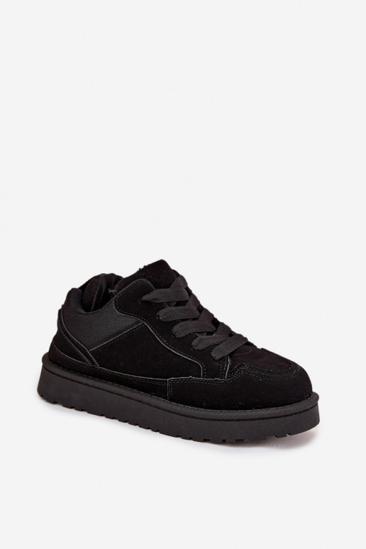Zwarte dames sneakers met isolatie en bont binnenin Cyrissa