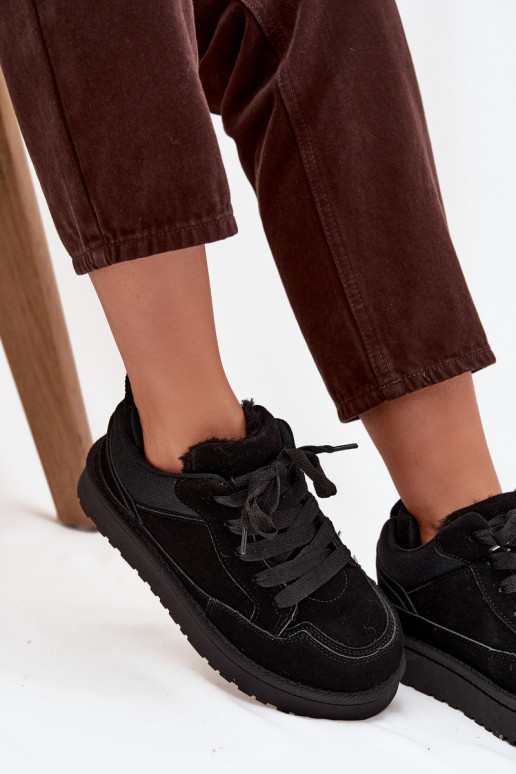 Schwarze Damen-Sneaker mit Isolierung und Fell innen Cyrissa