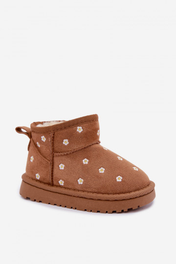 Kindliche Schneestiefel mit Blumenmotiv, braun, Gracina