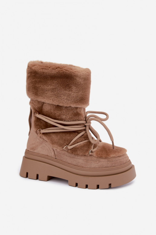Bottes de neige avec fourrure et plateforme en couleur sable Illyria