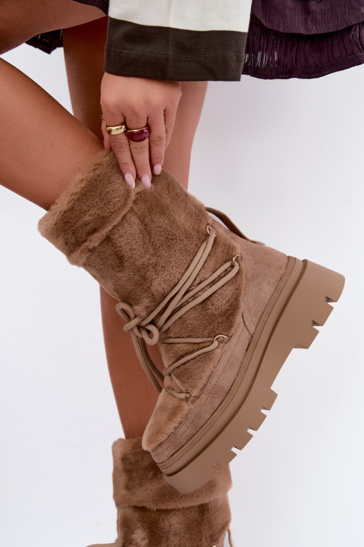 Schneestiefel mit Fell und Plattform in Sandfarbe Illyria