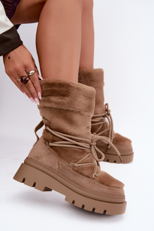 Schneestiefel mit Fell und Plattform in Sandfarbe Illyria