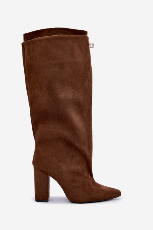 Bottes hautes chaudes avec double tige et talons en couleur marron en daim Luminelle