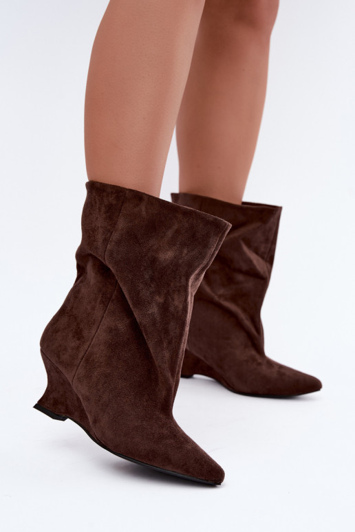 Bottines à enfiler avec plateforme en couleur chocolat Coralise