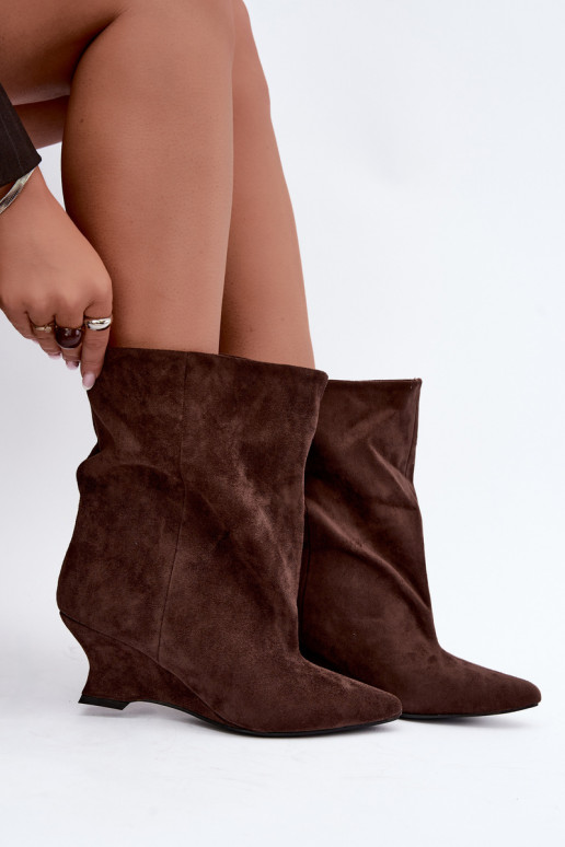 Instap enkellaarsjes met platform in chocoladekleur Coralise