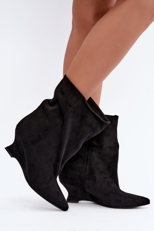 Bottines à enfiler avec plateforme en couleur noire Coralise