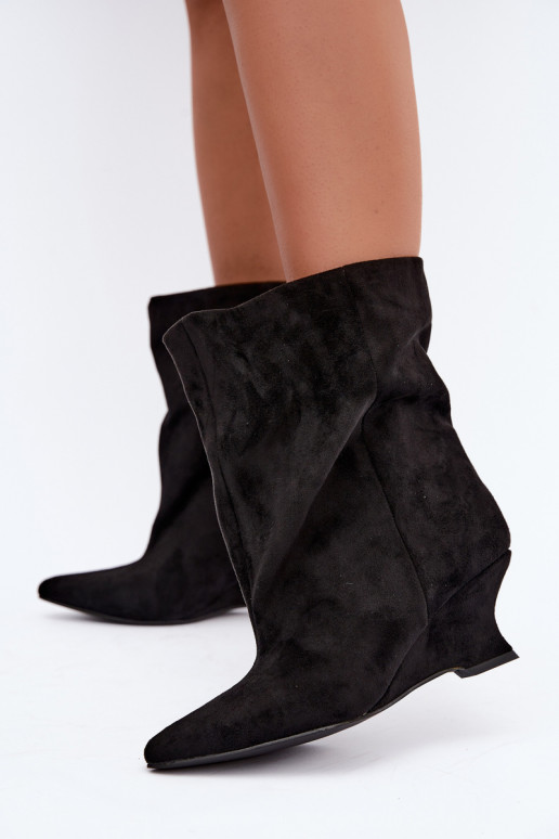 Bottines à enfiler avec plateforme en couleur noire Coralise