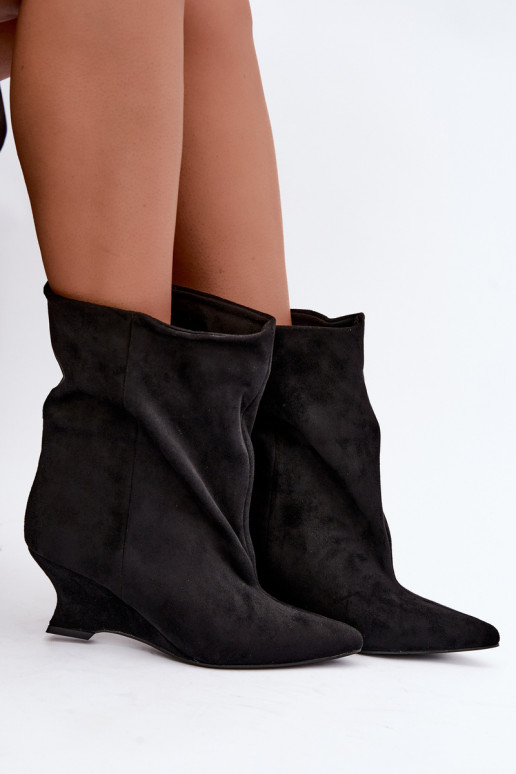 Bottines à enfiler avec plateforme en couleur noire Coralise