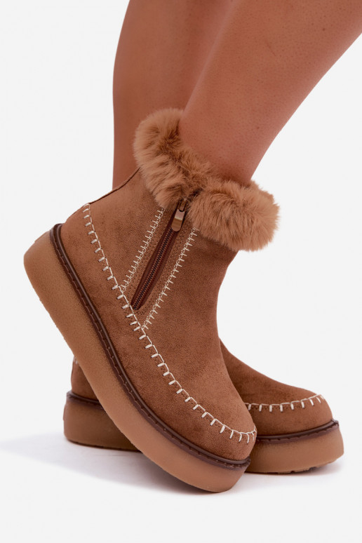 Damen Joceline Schneestiefel mit Nähten und Fell in Braun