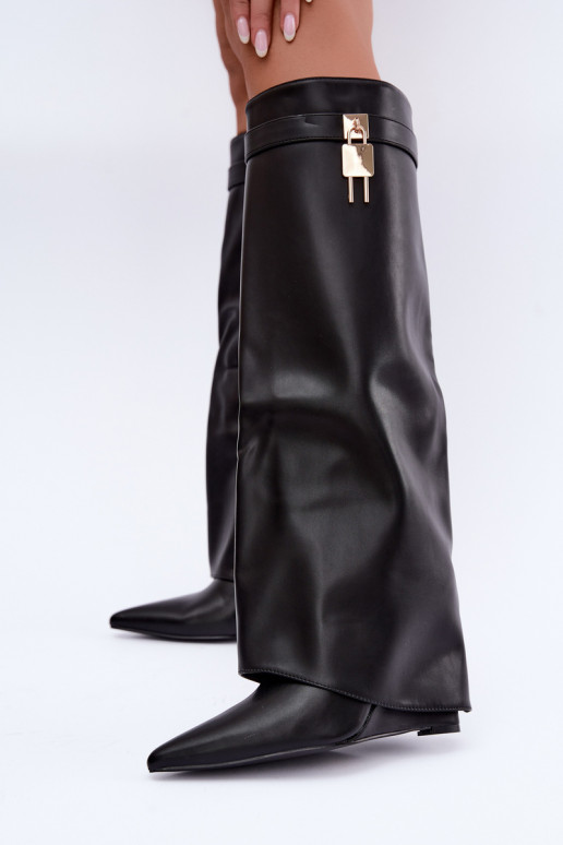 Bottes hautes Mirettea avec plateforme et sangles décoratives noires