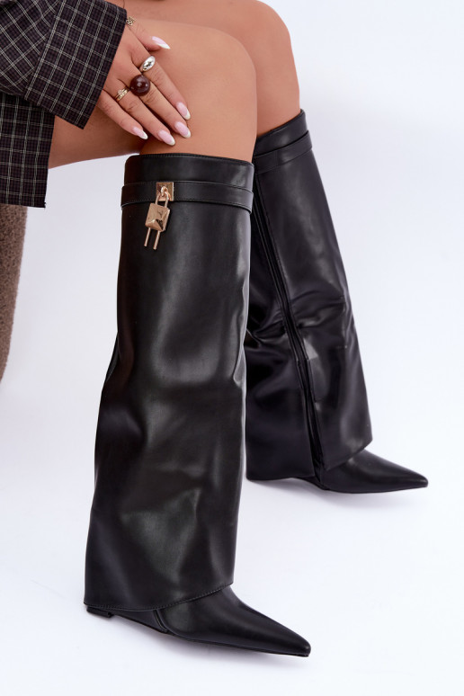 Bottes hautes Mirettea avec plateforme et sangles décoratives noires