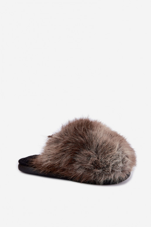 Dames Bellisane slippers met bont in bruin