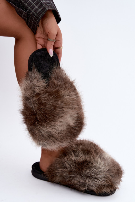 Chaussons pour femmes Bellisane avec fourrure brune