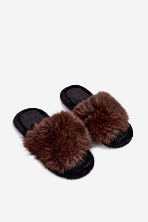 Damen Fiorabelle Hausschuhe mit Fell in Braun