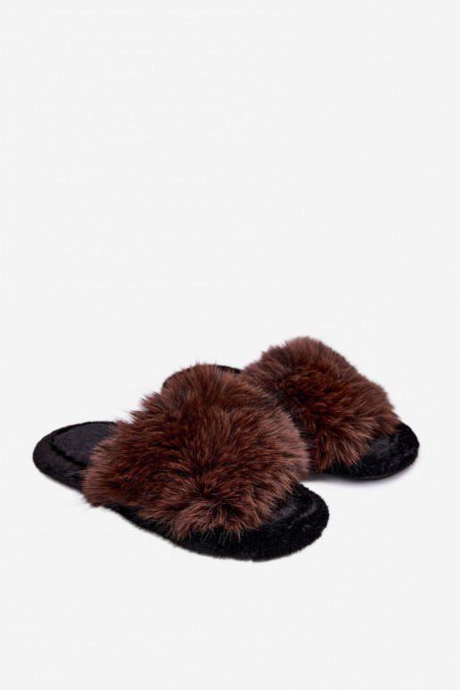 Dames Fiorabelle huisslippers met bont in bruin