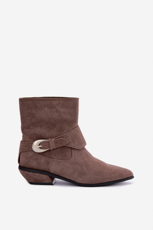 Bottines isolées Serenelle de style cowboy en daim synthétique couleur sable