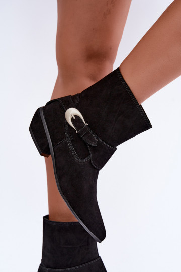 Isolierte Serenelle Stiefeletten im Cowboy-Stil aus Kunstveloursleder in Schwarz