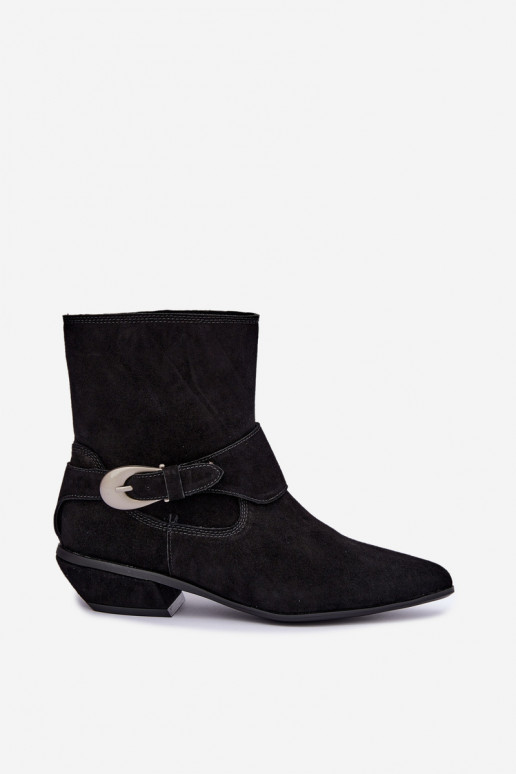 Isolierte Serenelle Stiefeletten im Cowboy-Stil aus Kunstveloursleder in Schwarz