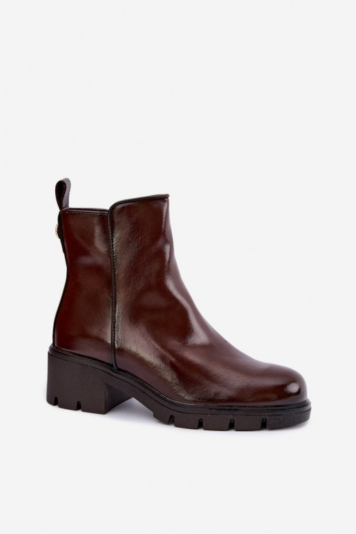 Klocke gefütterte Stiefeletten in dunkelbraun Iserine