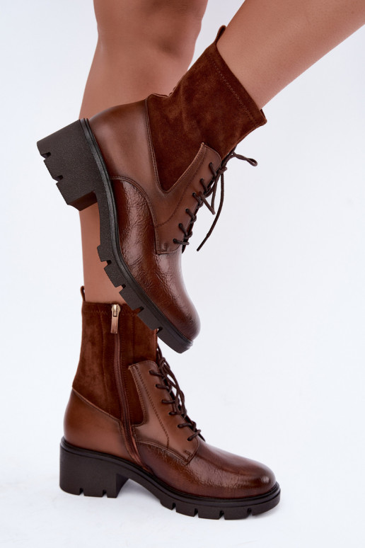 Bottines isolées pour femmes avec talons marron Aurelis