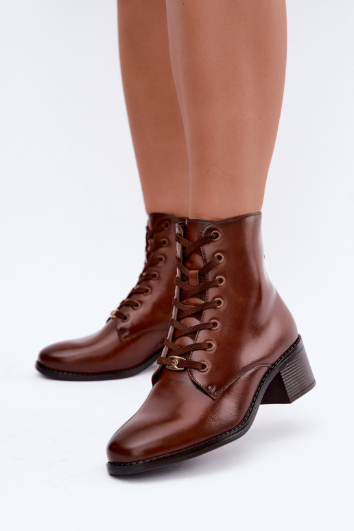 Klocke gefütterte Schnürstiefeletten in braun Florisse