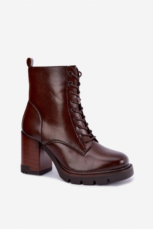 Bottines isolées avec talons marron foncé Isalys
