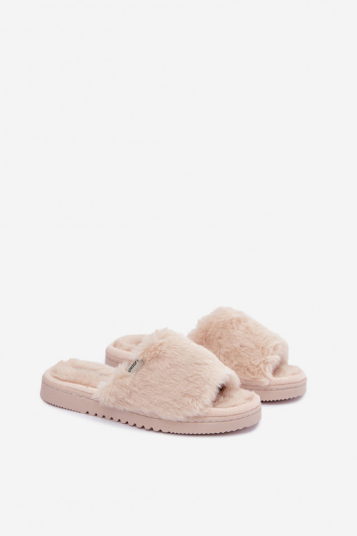 Chaussons pour femmes avec fourrure couleur sable Loraline