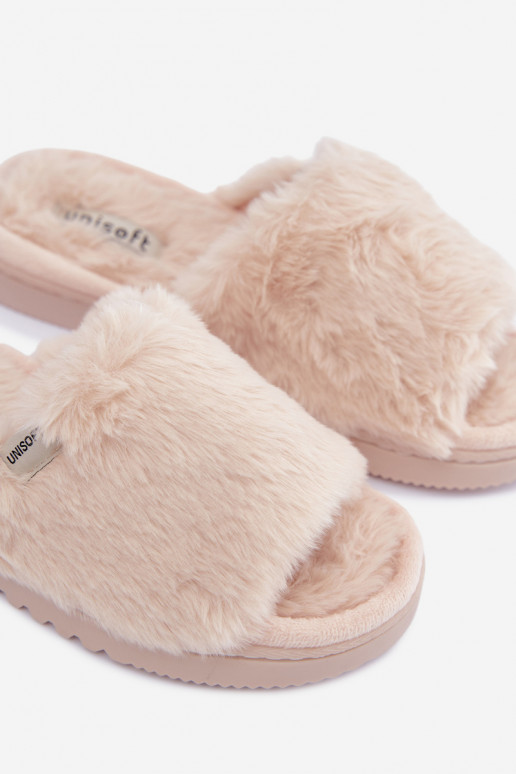 Damen Hausschuhe mit Fell in sandfarben Loraline
