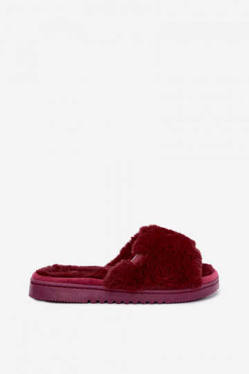 Damen Hausschuhe mit Fell in bordeauxrot Loraline 2