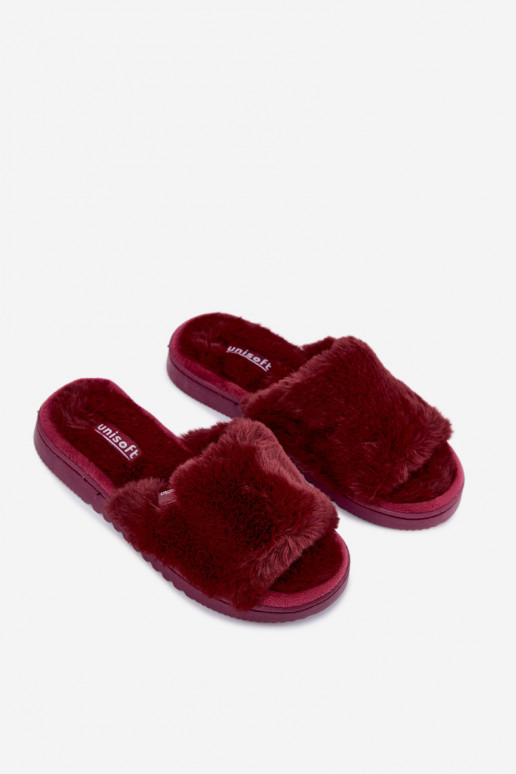 Dames slippers met bont bordeaux Loraline