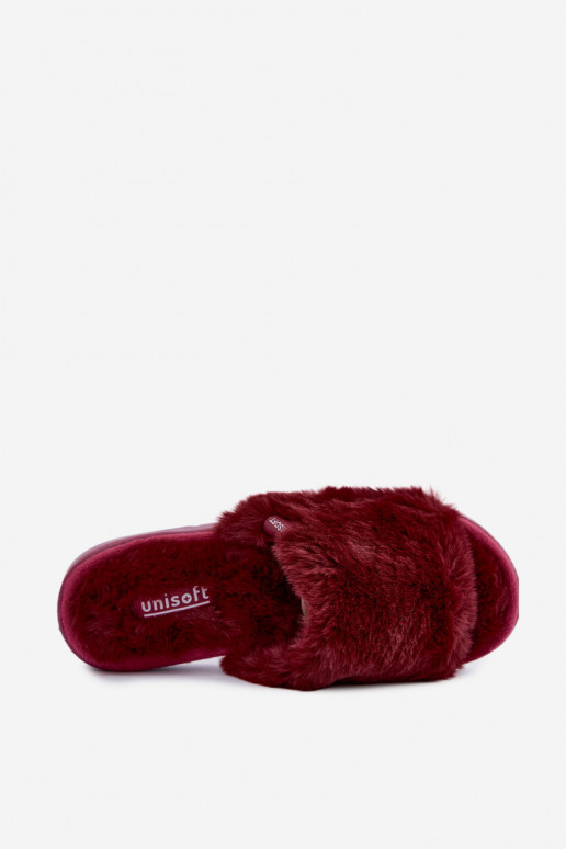 Chaussons pour femmes avec fourrure couleur bordeaux Loraline