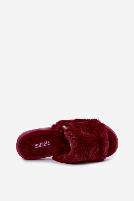 Chaussons pour femmes avec fourrure couleur bordeaux Loraline