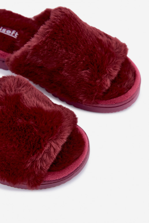 Chaussons pour femmes avec fourrure couleur bordeaux Loraline
