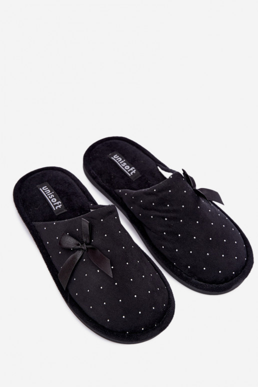 Versierde slippers met strikken zwart Loriane