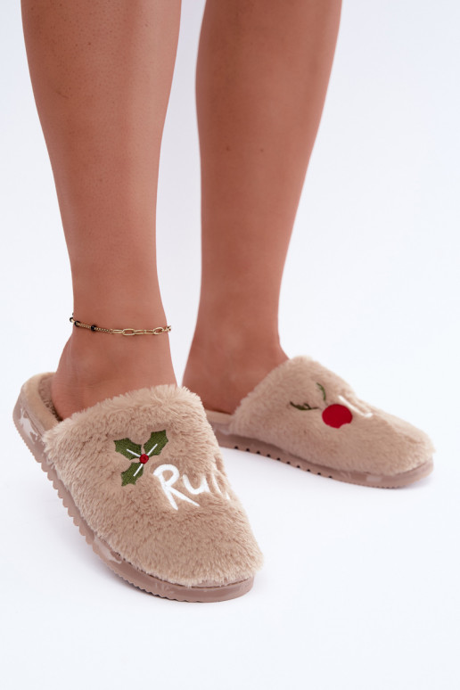 Chaussons pour femmes avec inscription couleur sable Perelle