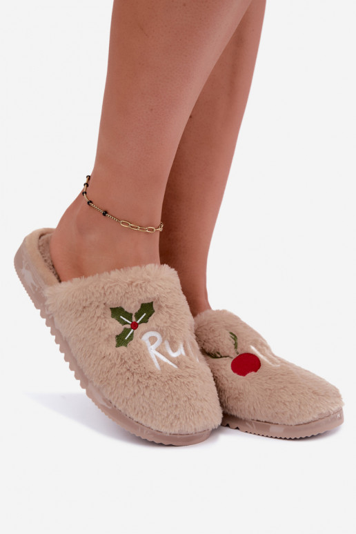 Dames huisslippers met opdruk zandkleurig Perelle