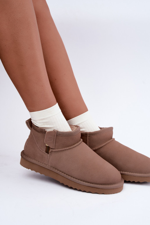 Schneestiefel aus Kunstveloursleder mit Reißverschluss in sandfarben Vinceza 97971
