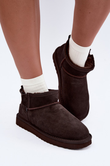 Schneestiefel aus Kunstveloursleder mit Reißverschluss in schokoladenfarbe Vinceza 97971